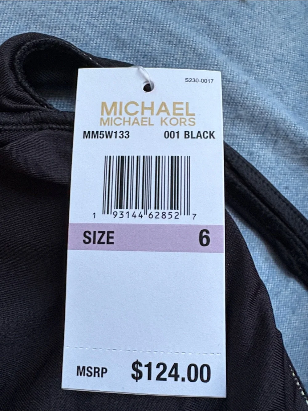 michael michael kors black lace-up one piece swimsuit size 6 nwt
